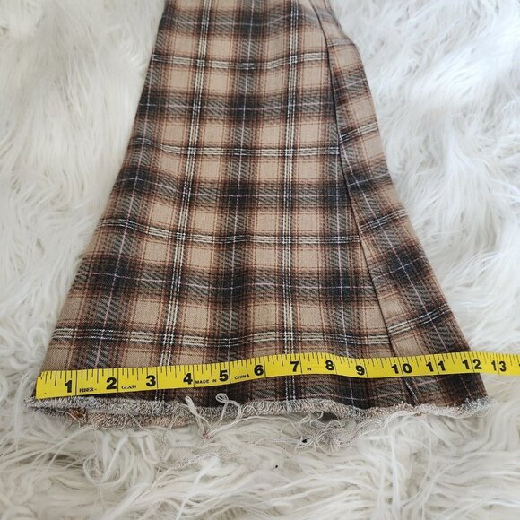 Y2K FOREVER 21 Plaid High Rise Flare Jeans 26 Stretch Raw Hem‎ Boho Hippie Pants - Picture 12 of 16